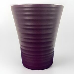 Vintage Studio Pottery Plum Ribbed Vase/Planter Made In Germany Hand Crafted 5"